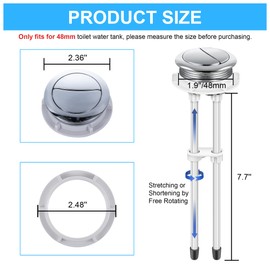 Enhon 2 Pack 48mm Toilet Tank Buttons, Flush Valve Dual Push Button Replacement Adjustable, Compatible with Glacier Bay Aquasource, American Standard, Twfords, Armitage Shanks, Geberit