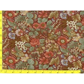 NA Orange Blue & Tan Flowers By The Yard CFLYEL01040