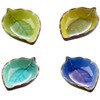 PROLEO Set of 4 Mini Bowls Ceramic Leaves Shape Handmade