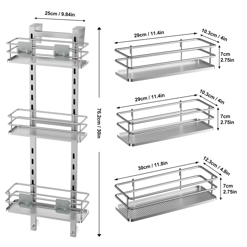 Orimade Adjustable Hanging Over the Shower Door Caddy with Hooks,