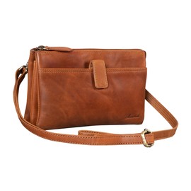 Benthill Leather Shoulder Bag - Travel Wallet Made of Genuine Cowhide Leather - Shoulder Bag with Zip - Oragnizer/Leather Bag - Men / Women, brown, Elegant