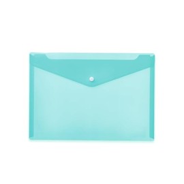 HERMA 20077 Document Wallet, A4 Transparent Turquoise, Small Transparent Pockets Envelope with Press Stud, Plastic Envelope for School, University, Office, Travel