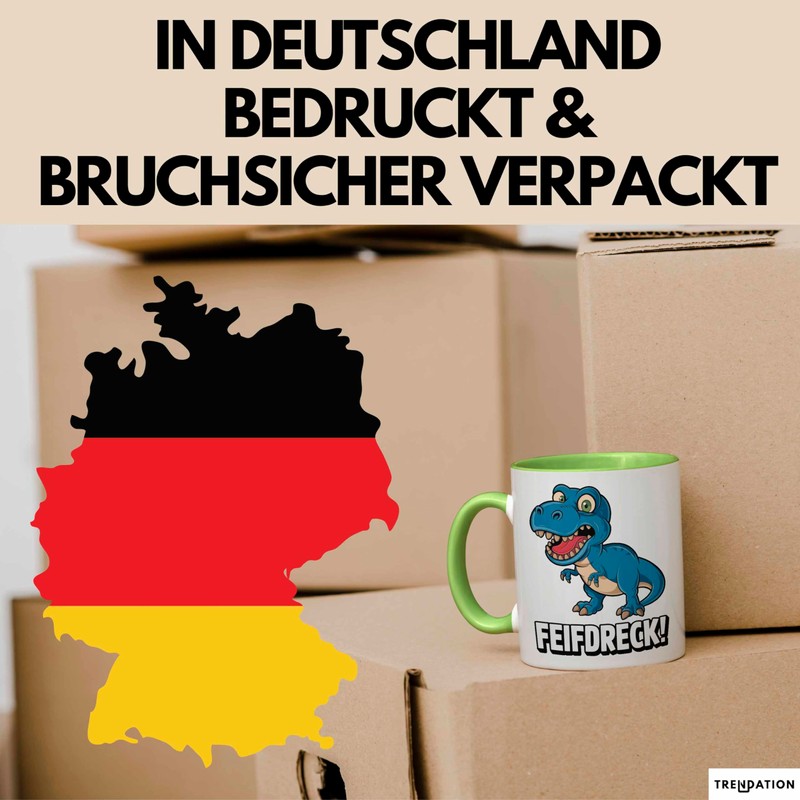 Dinosaurier Tasse Geschenk Lustige Geschenkidee Spruch Feifdreck (Grün)