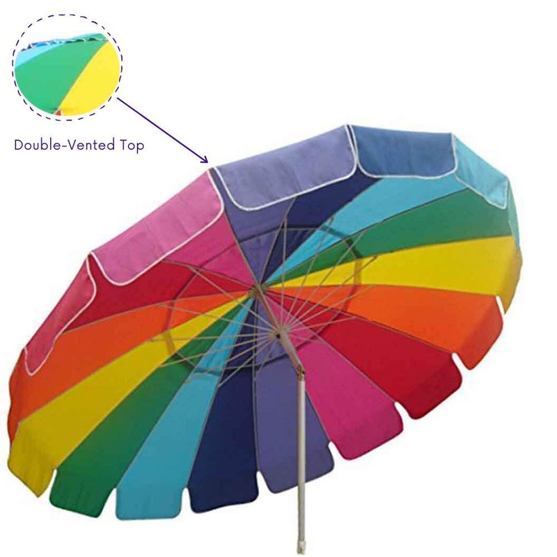Impact Canopy 8' Beach Umbrella, UV Protected, Vented, Tilt Pole,