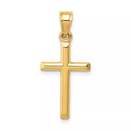 GlittersandGold 14k Polished Hollow Cross Pendant Bracelet Necklace