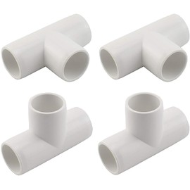 SDTC Tech 4-Pack 1/2" Tee PVC Fitting 3 Way Furniture Grade Pipe Elbow Connector for DIY PVC Shelf Garden Support Structure Storage Frame