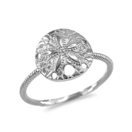Claddagh Gold Certified 925 Sterling Silver Twisted Rope Band Sand Dollar Ring (Size 4.75)