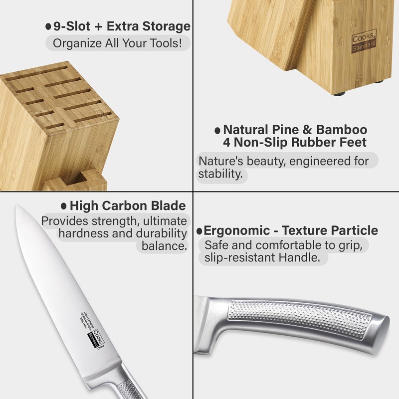 Cooks Standard Kitchen Knife Set with Block 6-Piece, Stainless Steel