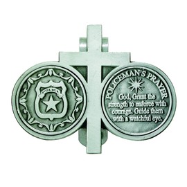 VILLAGE GIFT IMPORTERS Pewter Saint Michael Police Visor Clip (Cross and Shield)