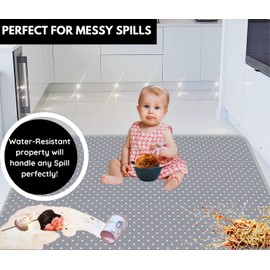 Splat Mat for Under High Chair - Splash Mat | Large 51" x 46" Size | Washable & Water Resistant | Avoid Messes | Multiple Uses | Easy to Wipe | Quick Drying - Comes w/Carrying case for Floor & Table