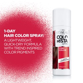 L'Oreal Paris Colorista 1-Day Washable Temporary Hair Color Spray, Red, 2 Ounces