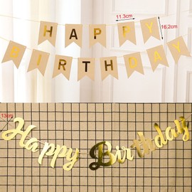 Ohighing Happy Birthday Wooden Boho Birthday Party Decoration Set Birthday Garland Balloons Khaki Beige Balloons 6 Pompoms Birthday Decoration Girls Boys