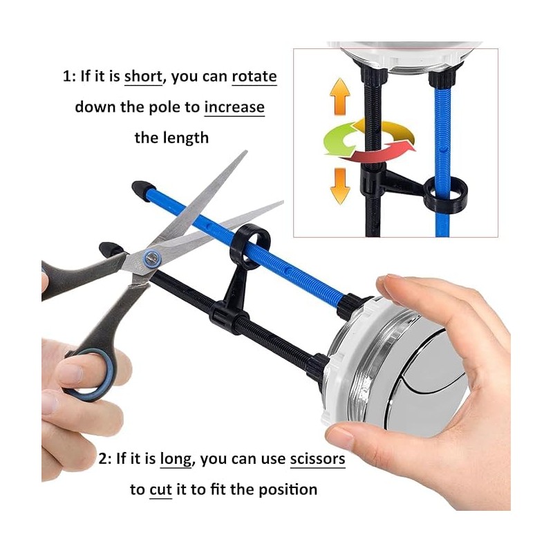 58mm/2.28inch Toilet Tank Button 20cm Extended Dual Push Flush Toilet