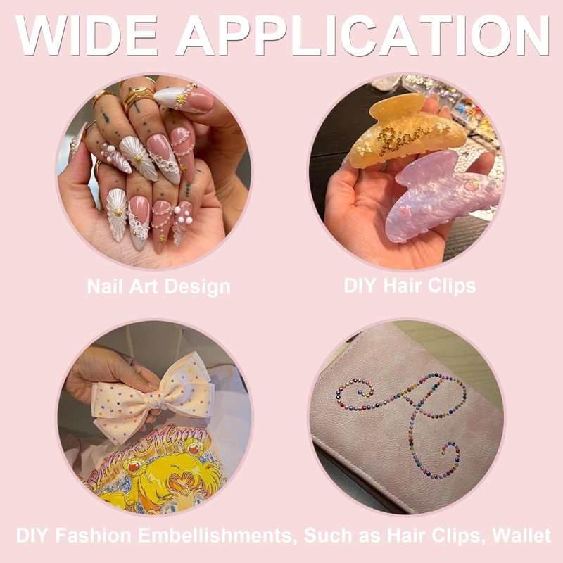 28 Grids 3D Nail Charms Rhinestones Pearls for Nails Art