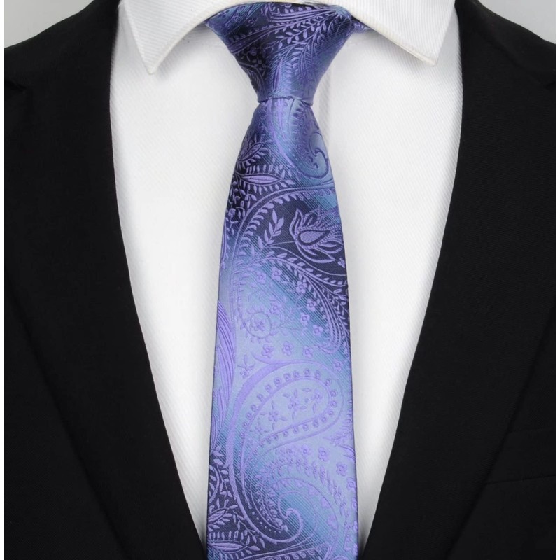 Floral Neckties for Men Purple Formal Summer Paisley Silk Tie