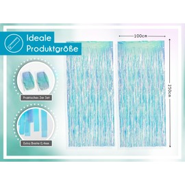 PHENO FLAGS Pack of 2 Party Neon Tinsel Curtain, 1 x 2.5 m - Glittering New Year's Eve Decoration in Sparkling Metallic Look, Tinsel Garland for Your Party