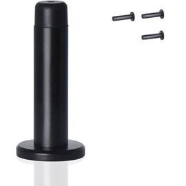 HOMOTEK 4 Pack Heavy Duty Solid Rigid Door Stops Bumper Sound Dampening Door Stoppers with Soft Rubber Tip, Zinc Die Cast DoorStops Wall Protector 2.8" DoorStoppers, Black