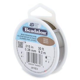 Beadalon 49 Strand Stainless Steel Bead Stringing Wire, 015 in / 0.38 mm, Bronze, 30 ft / 9.2 m