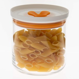 Toyo Sasaki Glass Kitchen Deli Keeper, Storage Container, Made in Japan, Orange, M B-60801-OR-JAN 2 Pieces, Approx. 4.0 x 4.3 inches (10.1 x 11 cm)