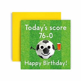 Huxters 76th Birthday Card – Funny Birthday Cards for Women and Men – Football Goals Scored Happy Birthday Card – Birthday Card for Him and Her – Carbon Neutral Birthday Card with Envelope (76th)