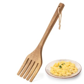 Baderke 10 Inches Acacia Wooden Forks for Cooking Kitchen Baking Tool Five Tines Long Handle Wood Fork for Home Restaurant Kitchen Salad Pasta Grill Tasting Utensils