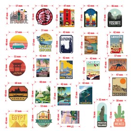 Onperpoe Aesthetic Sticker Set 50 Stück Reise Aufkleber Wasserfeste Vintage Sticker Vinyl Graffiti Sticker für Koffer Laptop Fahrrad Scrapbook Motorrad Skateboard Retro Aufkleber für Kinder Teen