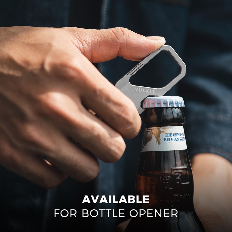 VULKIT Titanium Key Keeper Genuine Leather Belt Loop Keychain, Bottle