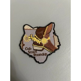 Boy Scout Roundup Recruiter Spur Cowboy Boot Cub Activity Award Wolf Head Patch