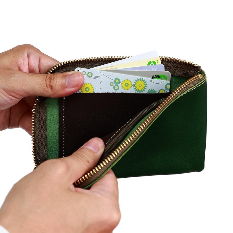 Agility affa Smart Wallet, L-Shaped Zipper, Cowhide Leather, Mini Wallet,