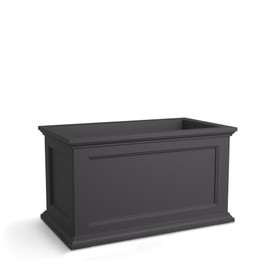 Mayne Fairfield 20in x 36in Rectangle Planter - Graphite Grey - Durable Self Watering Resin Planter (5826-GRG)