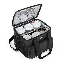 Trunab Reusable 6 Cups Drink Carrier for Delivery with Adjustable Dividers, Handle with Carrying Strap Tote Holder Insulated Bag for Beverages,Food Take Out,Outdoors