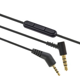 AGS Retail Ltd Compatible Audio Cable Replacement for Bose Quiet Comfort 3 - Black, 1.2m Audio Cable with In-Built Remote and Microphone, Earphone Cable w/Gold-Plated Audio Jacks in Slim Mould Design | Audio Accessories