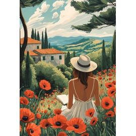 TUMBAUMBA, Jigsaw Puzzle 1000 Piece for Adults, Art Puzzle, Girl in The Poppy Field, Mate Finish, Poster Included (Poppy Field)