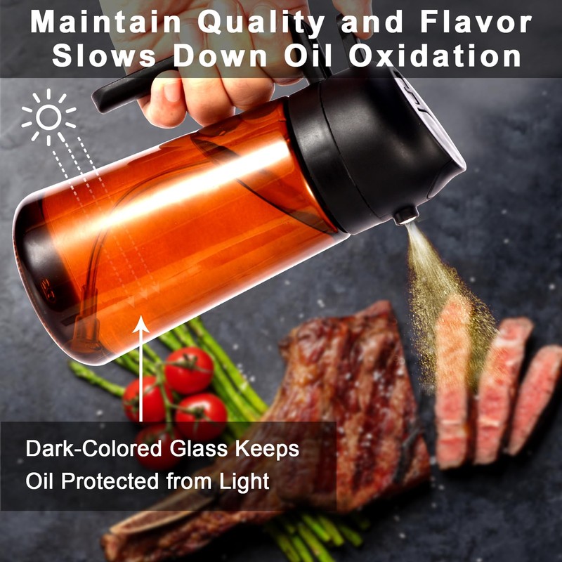 KaloTidy 16oz Olive Oil Dispenser for Kitchen, 2 in 1