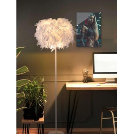 Kariosid Feather Floor Lamp,59in Simple Modern LED Standing Lamp,White Feather Floor Lamp for Bedroom,Living Room,Dining Room and Office(Bulb not Included)