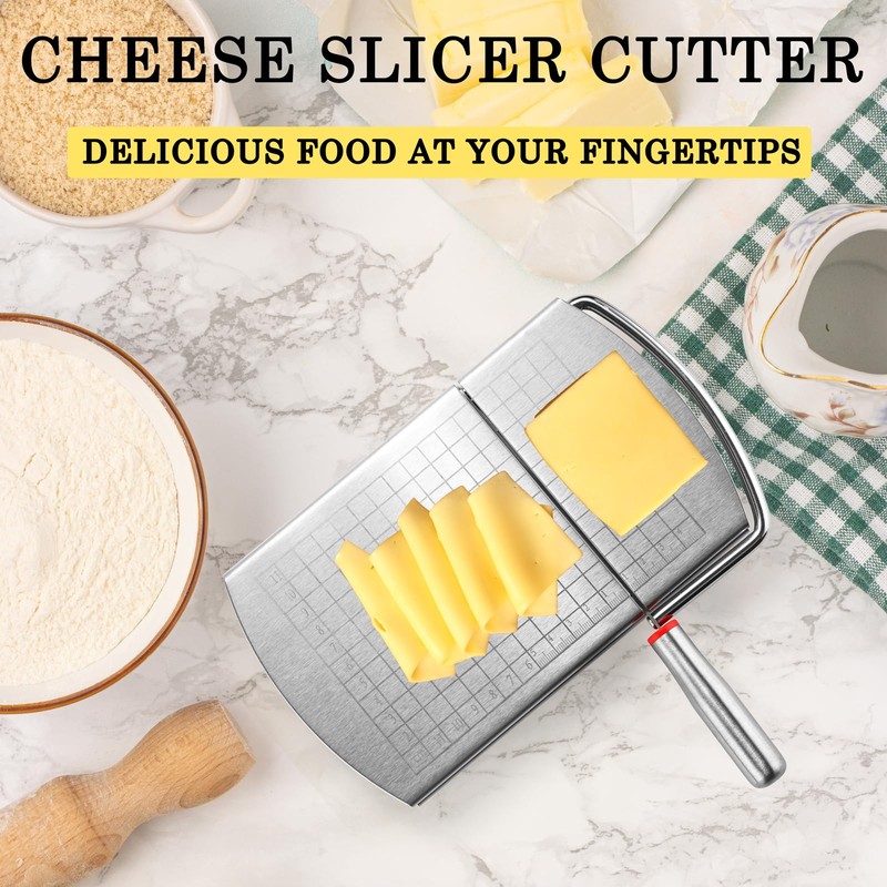 SmileBear Cheese Slicer Cutter Stainless Steel Cheese Cutter Board with