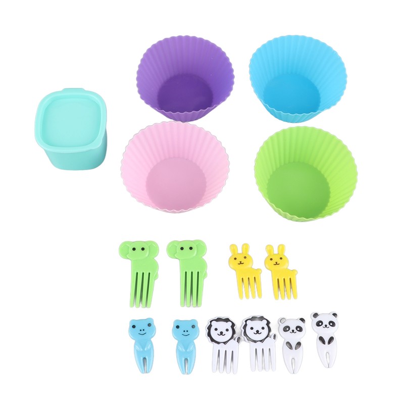 16PCS Set Bento Box Reusable 1300ml 4 Compartment Adult Lunch