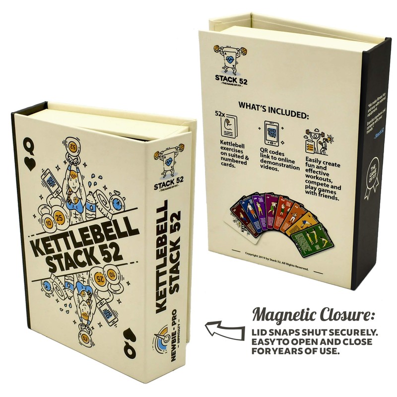 Stack 52 Kettlebell Exercise Cards. Workout Playing Card Game. Video