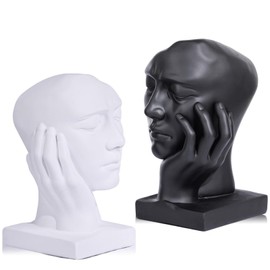 Decorative Bookends for Shelves,Bookends for Heavy Books Resin Thinker Statue,Art Bookshelf Decor,Abstract Creative Office Company Book Ends Ornament,Mid Century Modern Decor for Women (Black White)