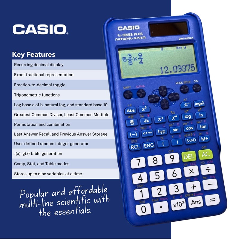 Casio fx-300ES Plus 2nd Edition â€“ Standard Scientific Calculator |