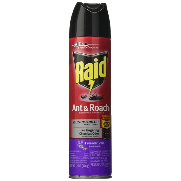 Raid Ant & Roach Killer Spray For Listed Bugs, Keeps Killing for Weeks, Lavender Scent, 12 oz