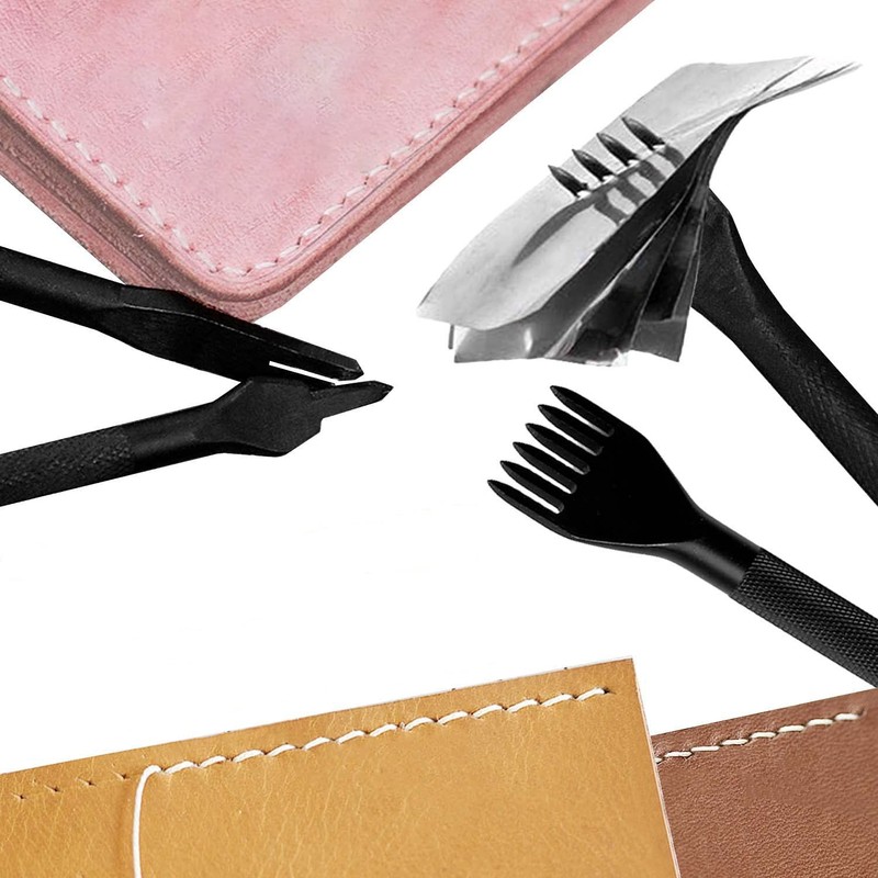 KEWAYO 4-piece Set, Rhombus Perforation, Round Hole Punch Set, Leathercraft,