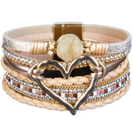 Pulsera Mujer Rosa │ Multipulsera con broche de cierre │ Pulseras ajustables, Pulseras para pareja WB17