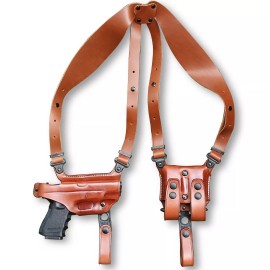 Masc Holster Leather Shoulder Holster Fits, Fn Fnh Usa Reflex Micro Compact 9mm 3.3" #1661# - Right & Brown