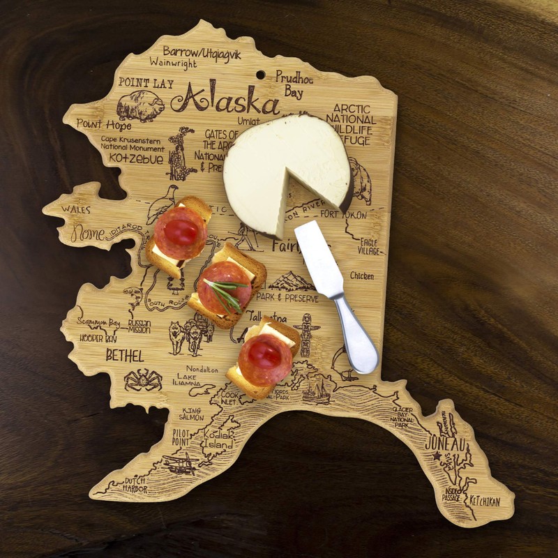 Totally Bamboo Destination Alaska State Shaped Serving and Cutting Board,