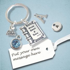 Handmade Book Lovers Keyring, I Love To Read Bagcharm, Customised, Silver Plated