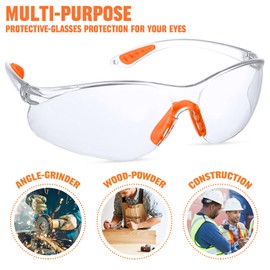 Atuoxing 8 x Safety Glasses, Transparent Safety Glasses, Work Safety Glasses, Laboratory Glasses, Scratch-Resistant Lenses, Clear Lenses, Rubber Nose Safety Glasses for Safe Protection, Eye Protection