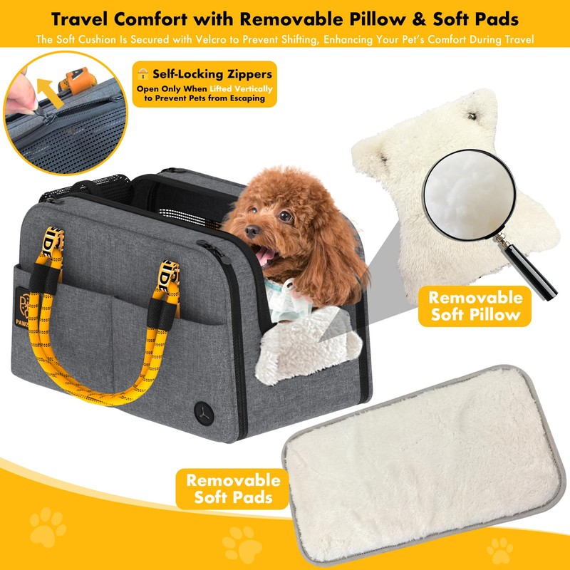 PAWZIDEA Center Console Dog Car Seat, Enclosed Small Dog Armrest