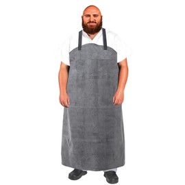 Urby Plus Size Waterproof Aprons for Dishwashing and Butchers, Mandiles De Plastico Para Lavaplatos. Chemical and Heat-resistant. Fits Unisex Shirt Size XL XXL Or Plus, Waist W36+. GreyWhite