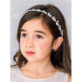 GAFATORY Silver Flower Girl Headpiece rhinestone headband flower girl hair accessory crystal headband for wedding Communion Photography